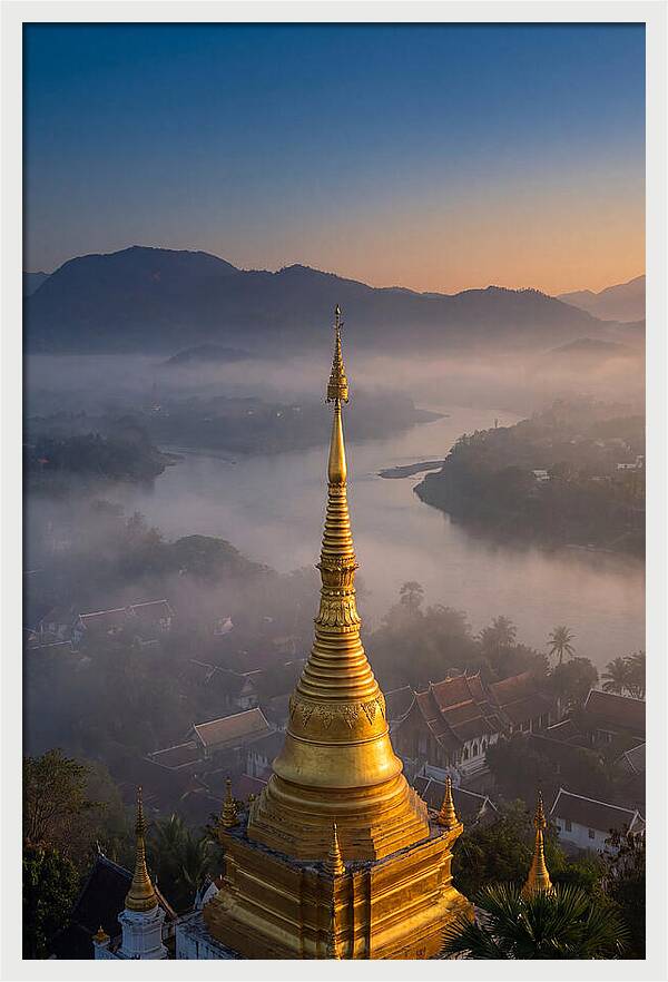 Phousi Hill Temple At Dawn