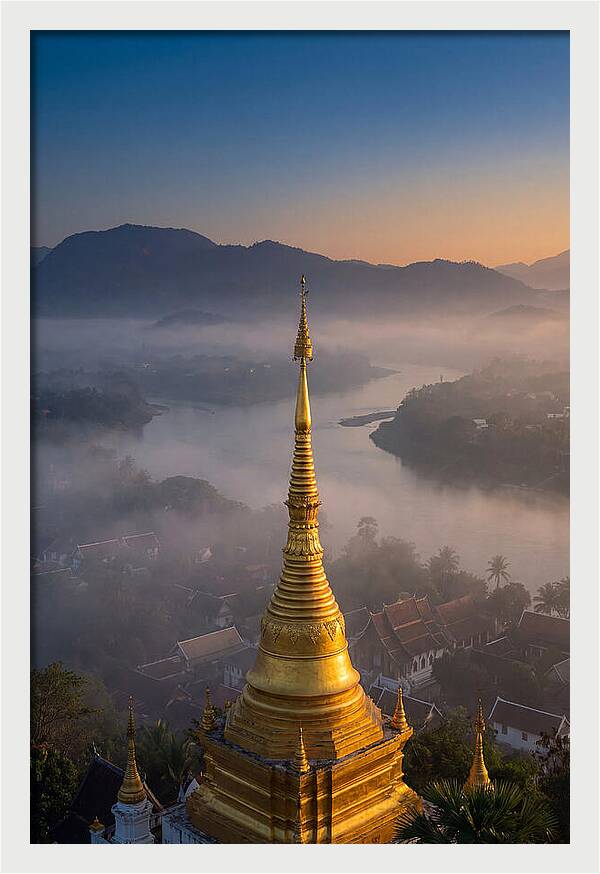 Phousi Hill Temple At Dawn