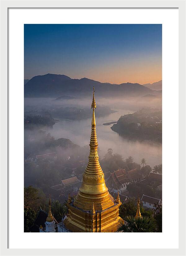 Phousi Hill Temple At Dawn