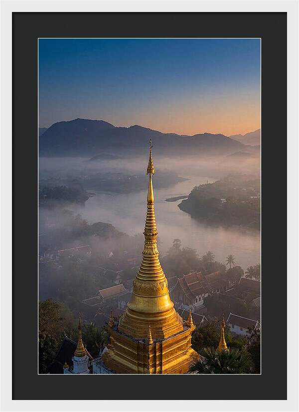 Phousi Hill Temple At Dawn