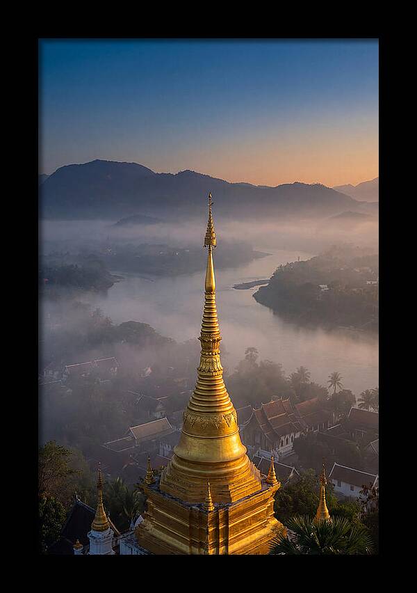 Phousi Hill Temple At Dawn