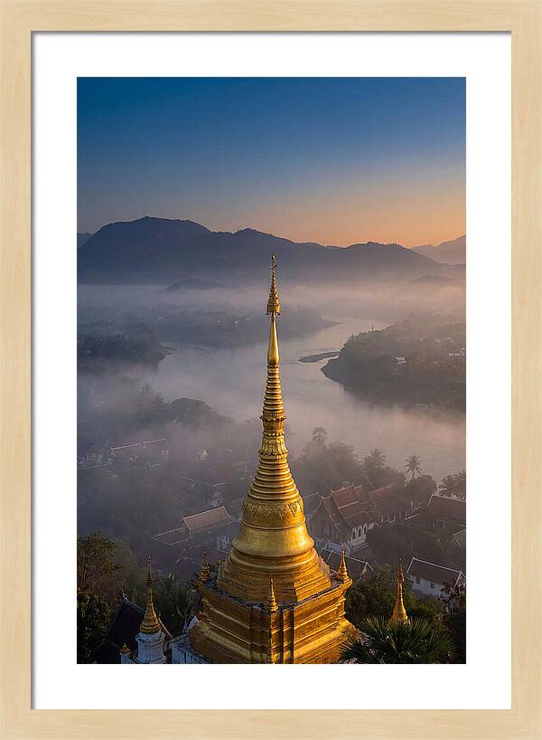 Phousi Hill Temple At Dawn