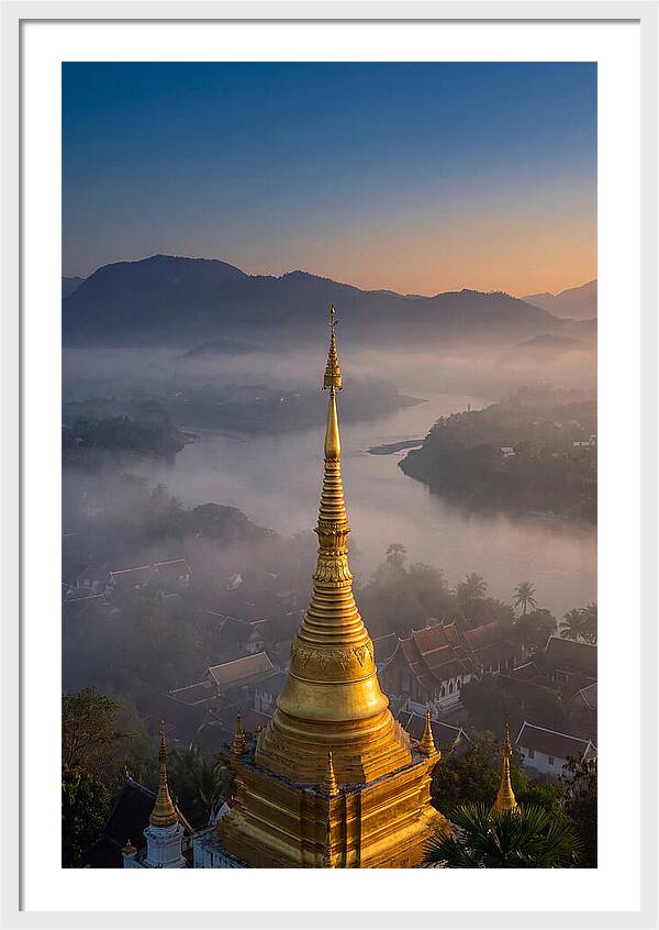 Phousi Hill Temple At Dawn