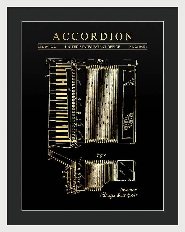 Piano Accordion Gold Patent Us2189531a