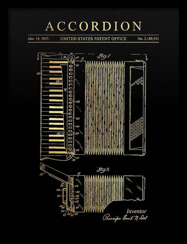 Piano Accordion Gold Patent Us2189531a