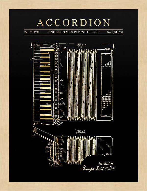 Piano Accordion Gold Patent Us2189531a
