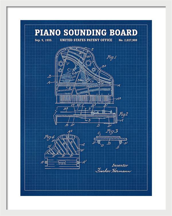 Piano Sounding Board Blueprint Patent Us2027969a