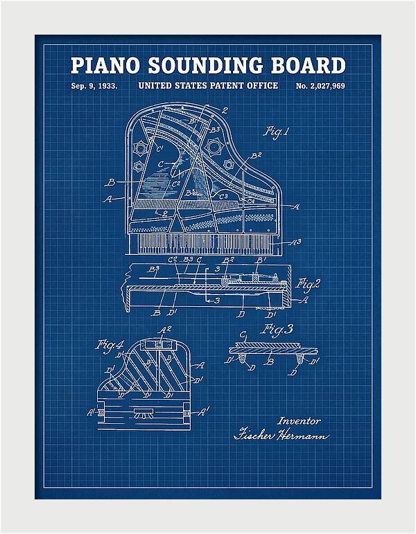 Piano Sounding Board Blueprint Patent Us2027969a