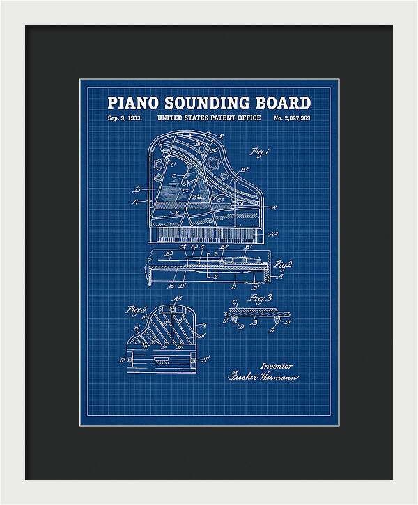 Piano Sounding Board Blueprint Patent Us2027969a