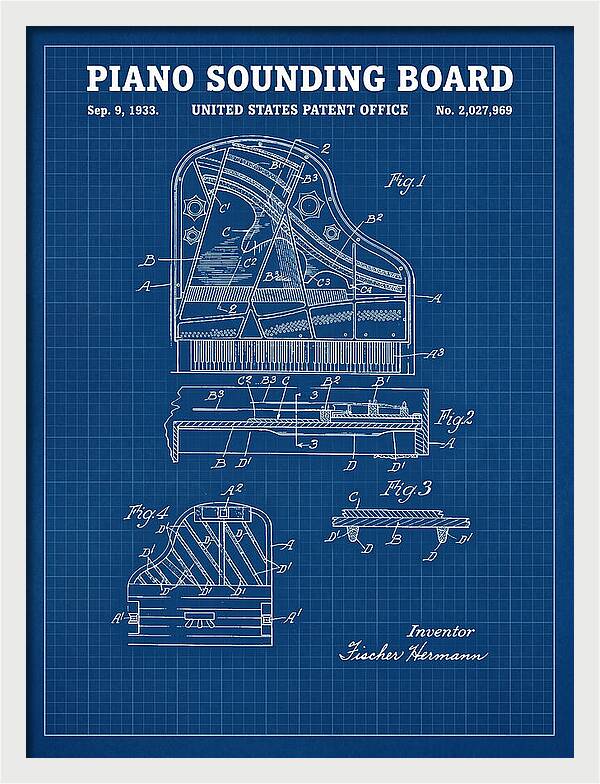 Piano Sounding Board Blueprint Patent Us2027969a
