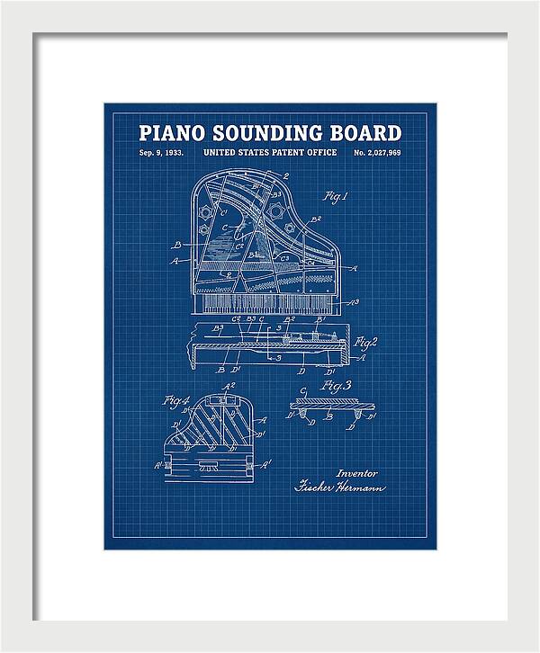 Piano Sounding Board Blueprint Patent Us2027969a