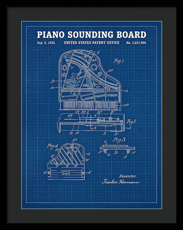 Piano Sounding Board Blueprint Patent Us2027969a
