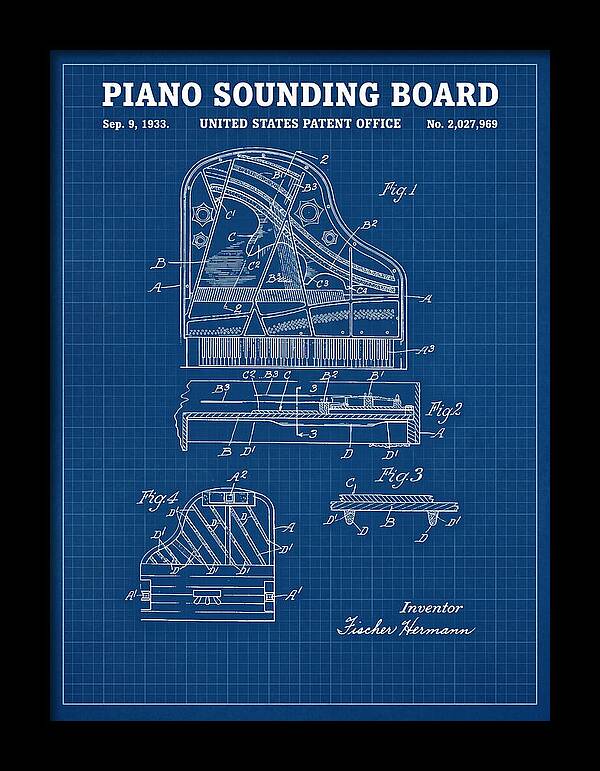 Piano Sounding Board Blueprint Patent Us2027969a