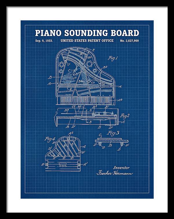 Piano Sounding Board Blueprint Patent Us2027969a