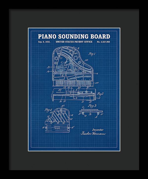 Piano Sounding Board Blueprint Patent Us2027969a