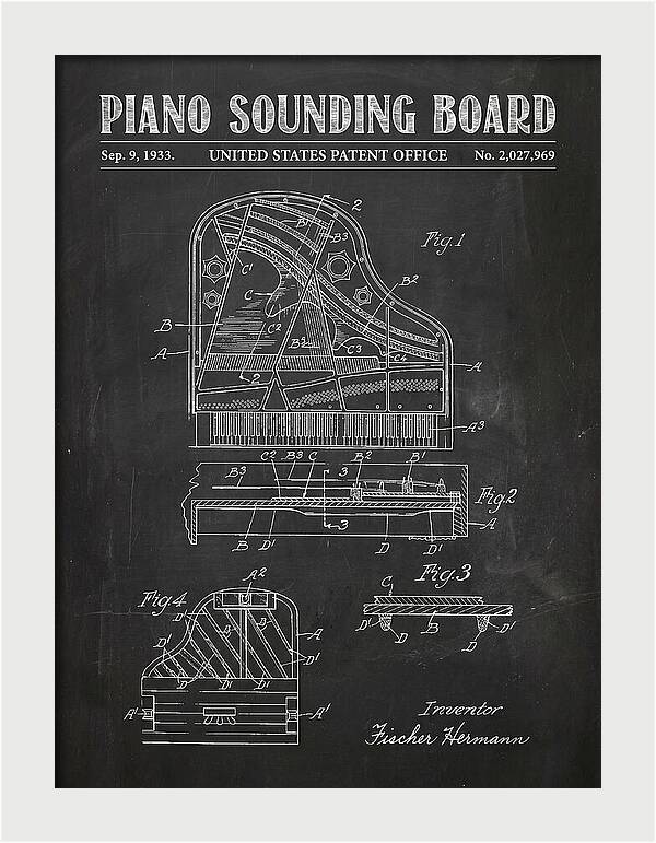 Piano Sounding Board Chalkboard Patent Us2027969a