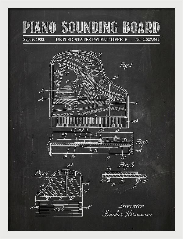 Piano Sounding Board Chalkboard Patent Us2027969a