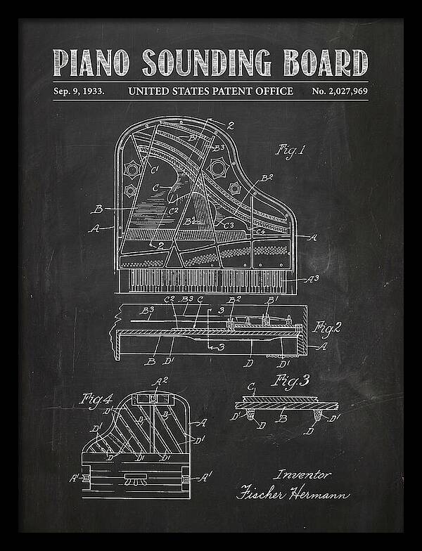 Piano Sounding Board Chalkboard Patent Us2027969a