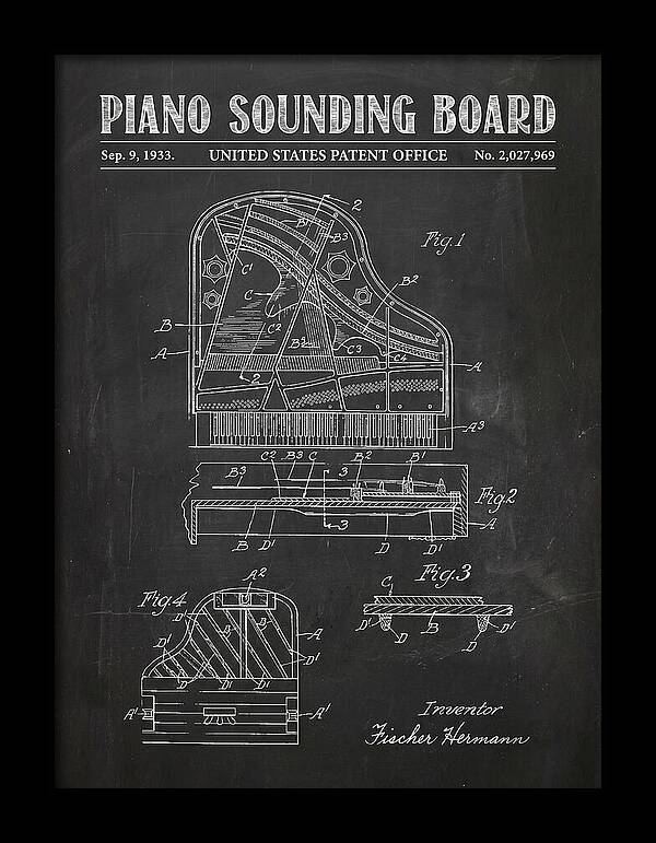Piano Sounding Board Chalkboard Patent Us2027969a