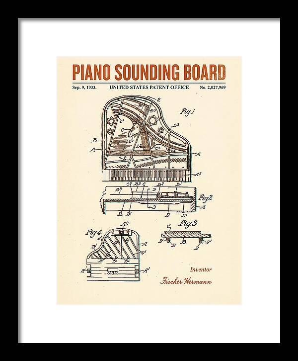 Piano Sounding Board Retro Patent Us2027969a