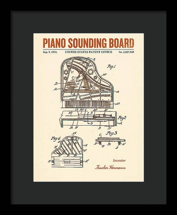 Piano Sounding Board Retro Patent Us2027969a