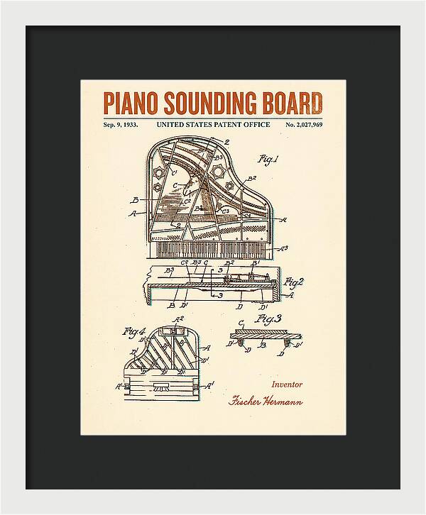 Piano Sounding Board Retro Patent Us2027969a