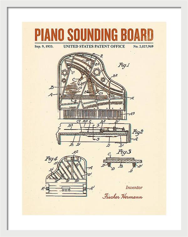 Piano Sounding Board Retro Patent Us2027969a