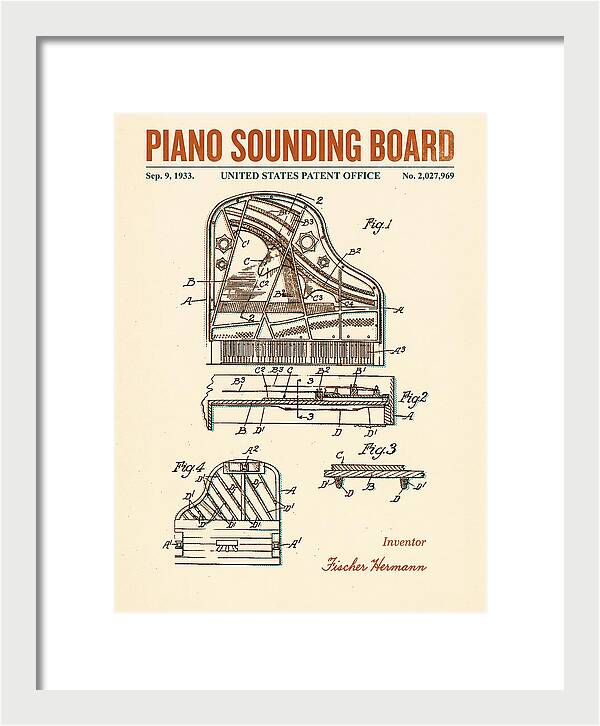 Piano Sounding Board Retro Patent Us2027969a