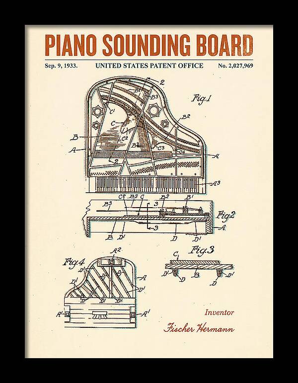 Piano Sounding Board Retro Patent Us2027969a