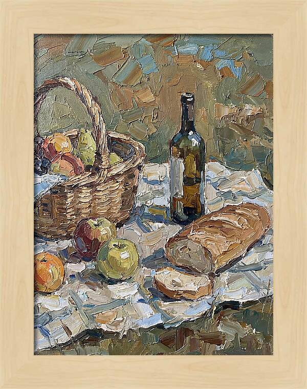 Picnic Scene In Palette Knife Style