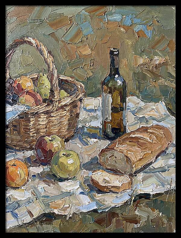 Picnic Scene In Palette Knife Style