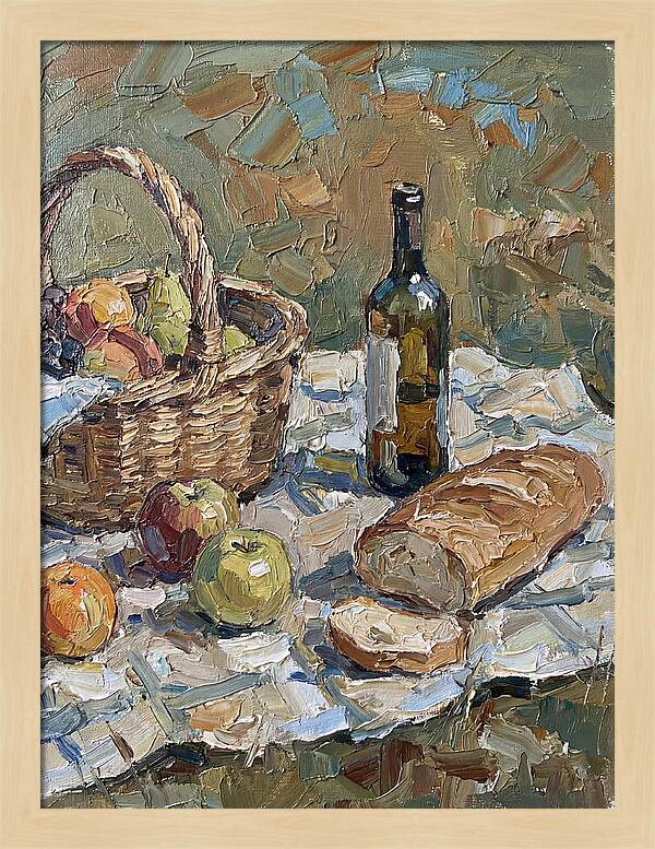 Picnic Scene In Palette Knife Style