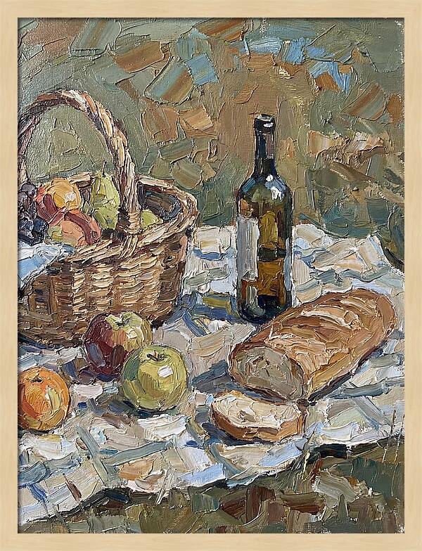 Picnic Scene In Palette Knife Style