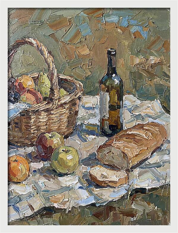 Picnic Scene In Palette Knife Style
