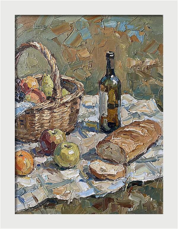 Picnic Scene In Palette Knife Style