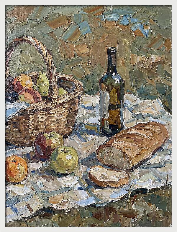 Picnic Scene In Palette Knife Style
