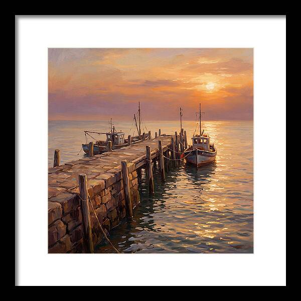 Pier At Sunset Over Mediterranean Waters