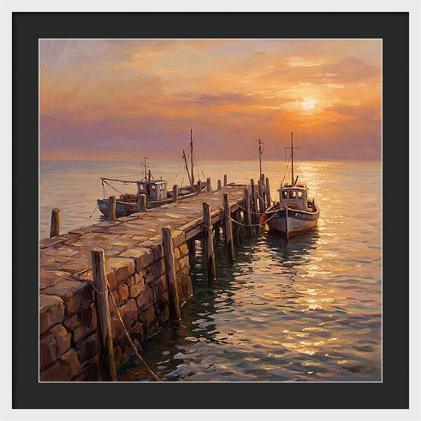 Pier At Sunset Over Mediterranean Waters