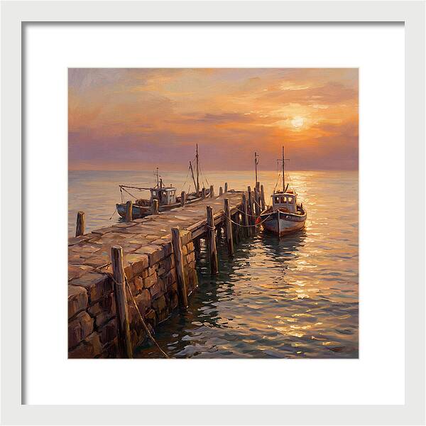 Pier At Sunset Over Mediterranean Waters