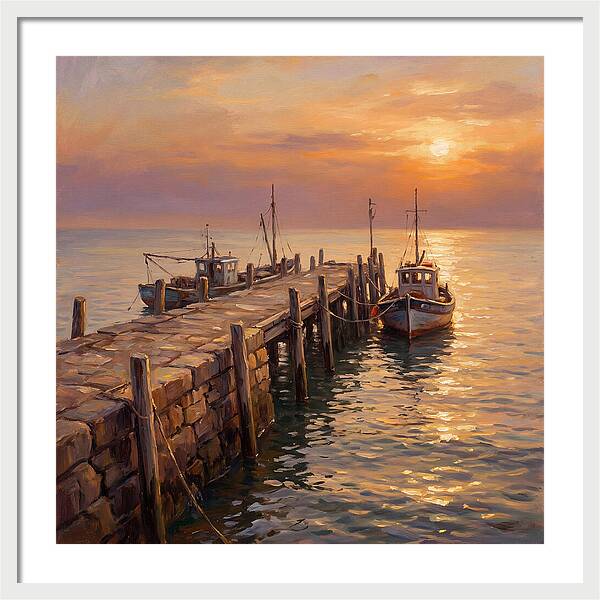 Pier At Sunset Over Mediterranean Waters