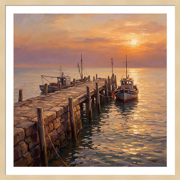 Pier At Sunset Over Mediterranean Waters