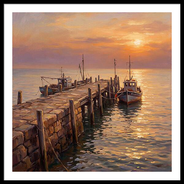 Pier At Sunset Over Mediterranean Waters
