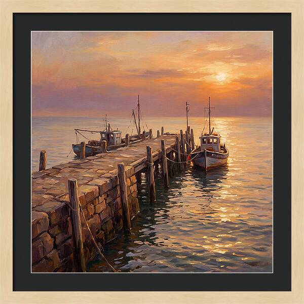Pier At Sunset Over Mediterranean Waters