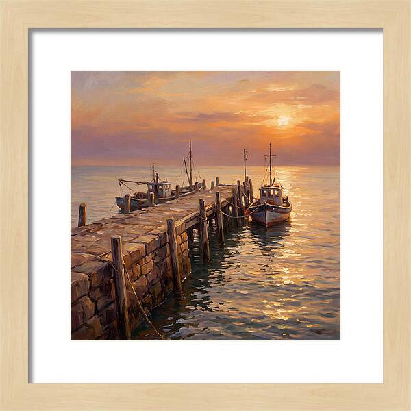 Pier At Sunset Over Mediterranean Waters