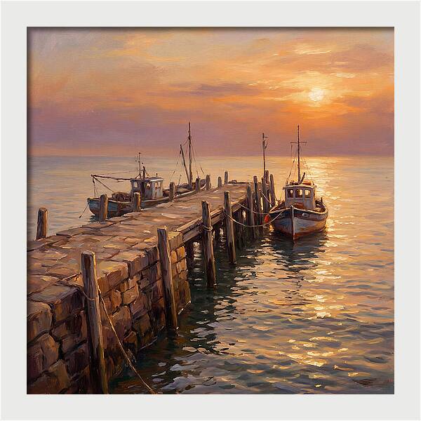 Pier At Sunset Over Mediterranean Waters