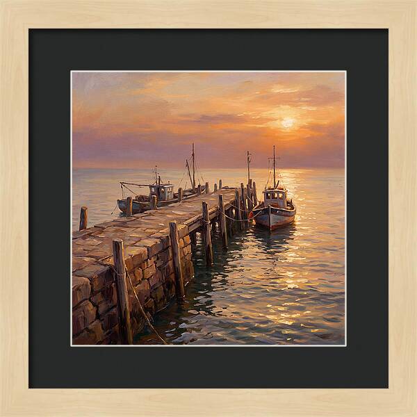 Pier At Sunset Over Mediterranean Waters