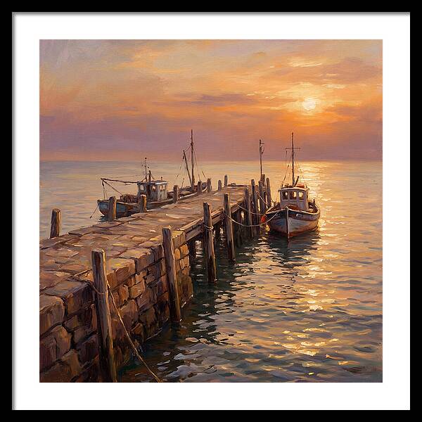 Pier At Sunset Over Mediterranean Waters