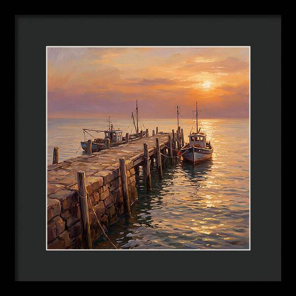 Pier At Sunset Over Mediterranean Waters
