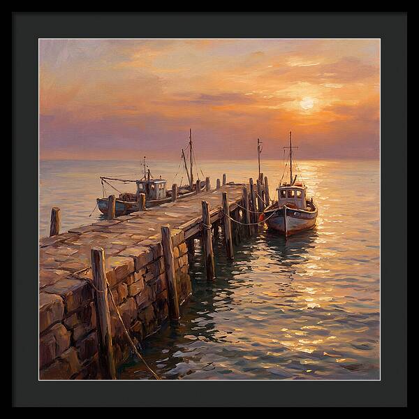 Pier At Sunset Over Mediterranean Waters