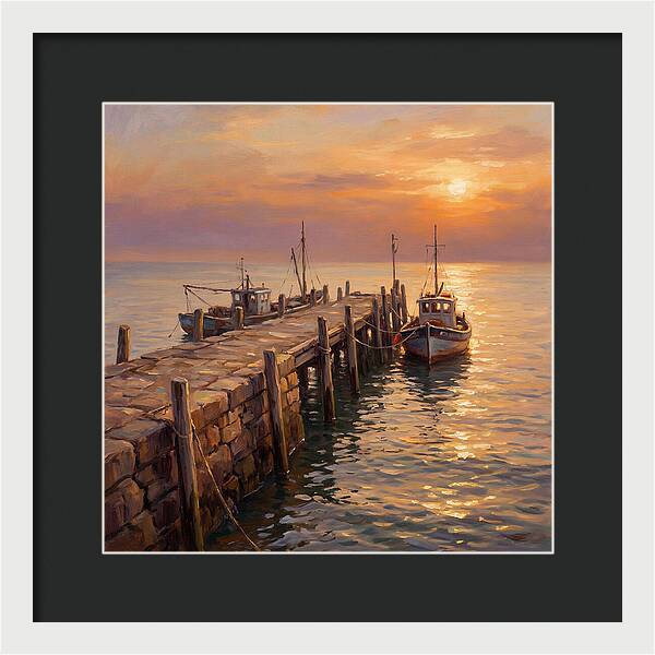 Pier At Sunset Over Mediterranean Waters